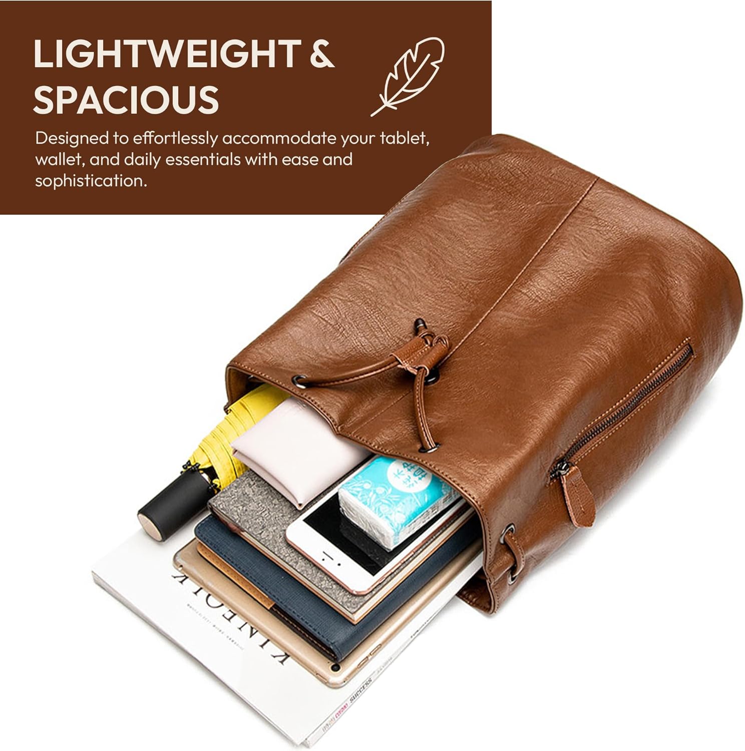 Women’s Vegan Leather Backpack Purse with Security-Focused Design – Lightweight, Practical Backpack with RFID Pocket and Hidden Magnetic Flap for Travel, Work & Everyday Use - Image 6