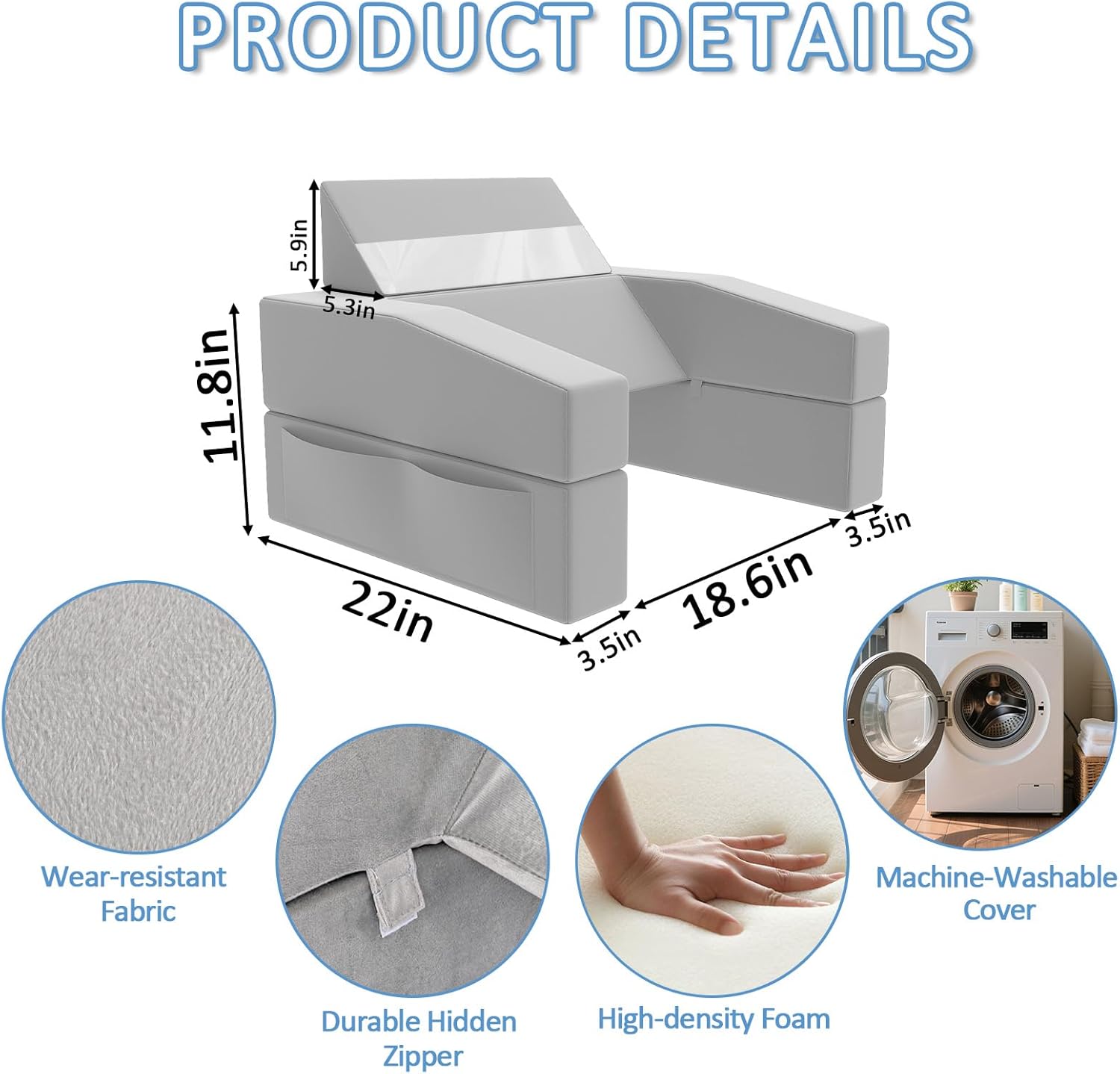 Machine Washable Lap Desk Pillow with Removable Cover Adjustable Angle Gaming & Reading Pillow for Teens Adults Multipurpose Laptop Bed Tray with Arms for Working, Napping Crafts (2)