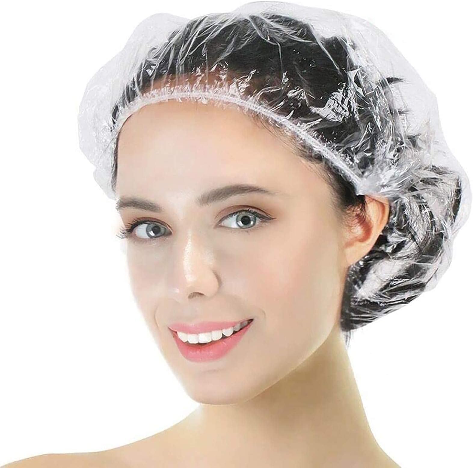 Years calm Thick Large Disposable Shower Caps for Women, 50 Pack Clear