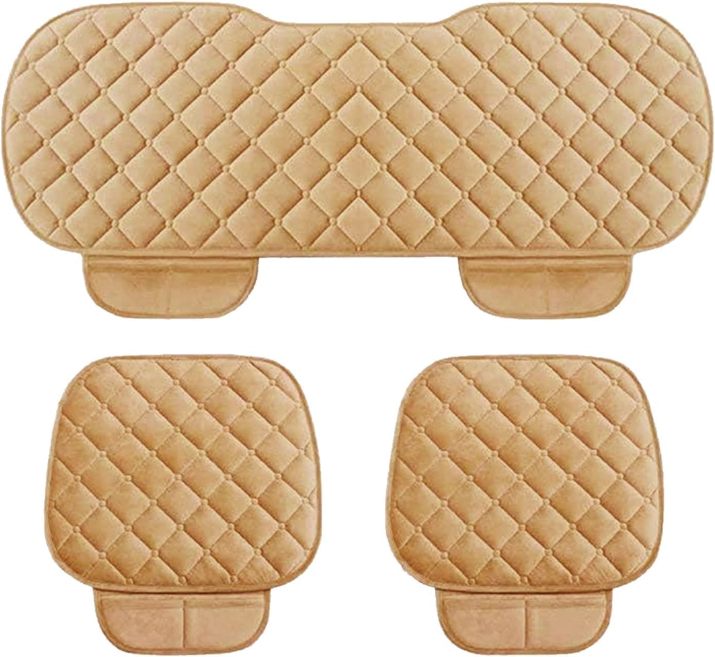 Breathable Car Seat Cushion Cover Set with Memory Foam Padding & Storage Pouch - Universal Anti-Slip Front and Rear Seat Protector Mat for Cars, SUVs and Sedans (Cream Combo)-image-6