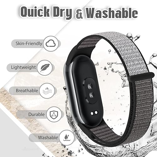 Miniatura 5 de Correa deportiva de nailon compatible con Xiaomi Mi Band 8 para mujeres y hombres, correa de reloj trenzada suave ajustable transpirable trenzada