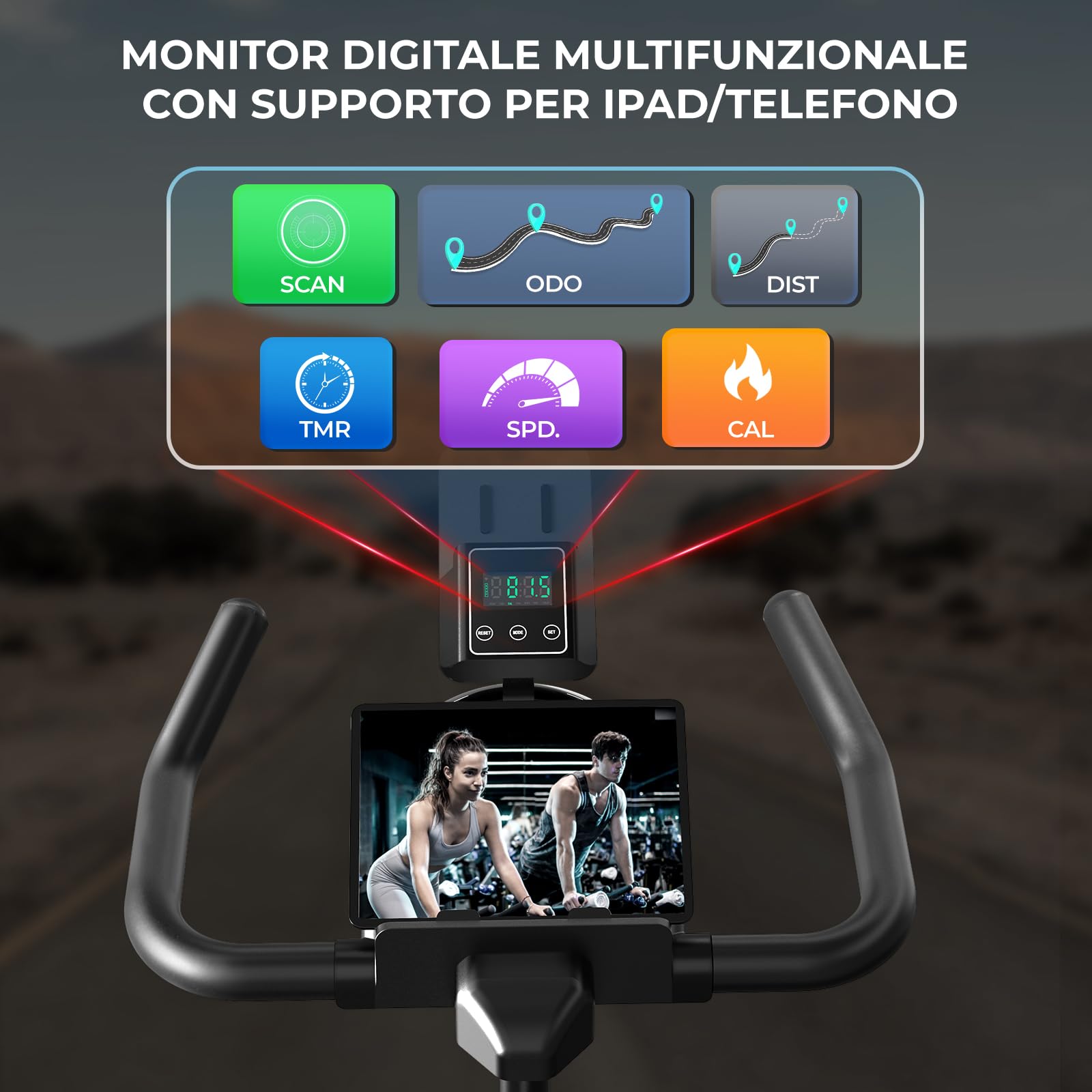Micyox Cyclette da Casa, TH-X3 Bici da Fitness Magnetica, Resistenza Regolabile, Monitor Multifunzione, Porta Celullare, Cardio-Training Cyclette Professionale