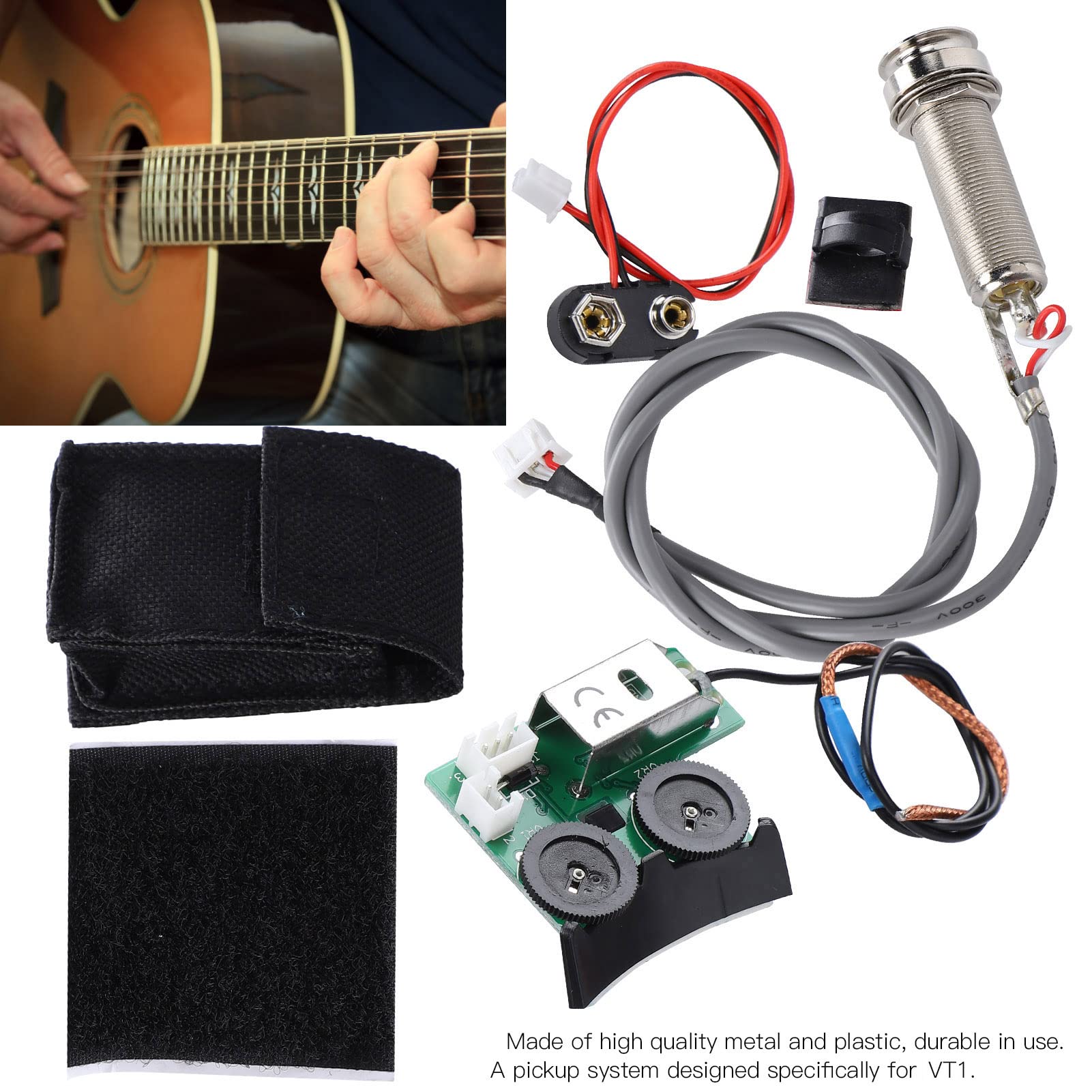 Przetwornik do gitary akustycznej, długotrwały pin Jack przedwzmacniacz i system odbioru przedwzmacniacza dla VT1 Tail Nail Pickup EQ DIY części instrumentów gitarowych