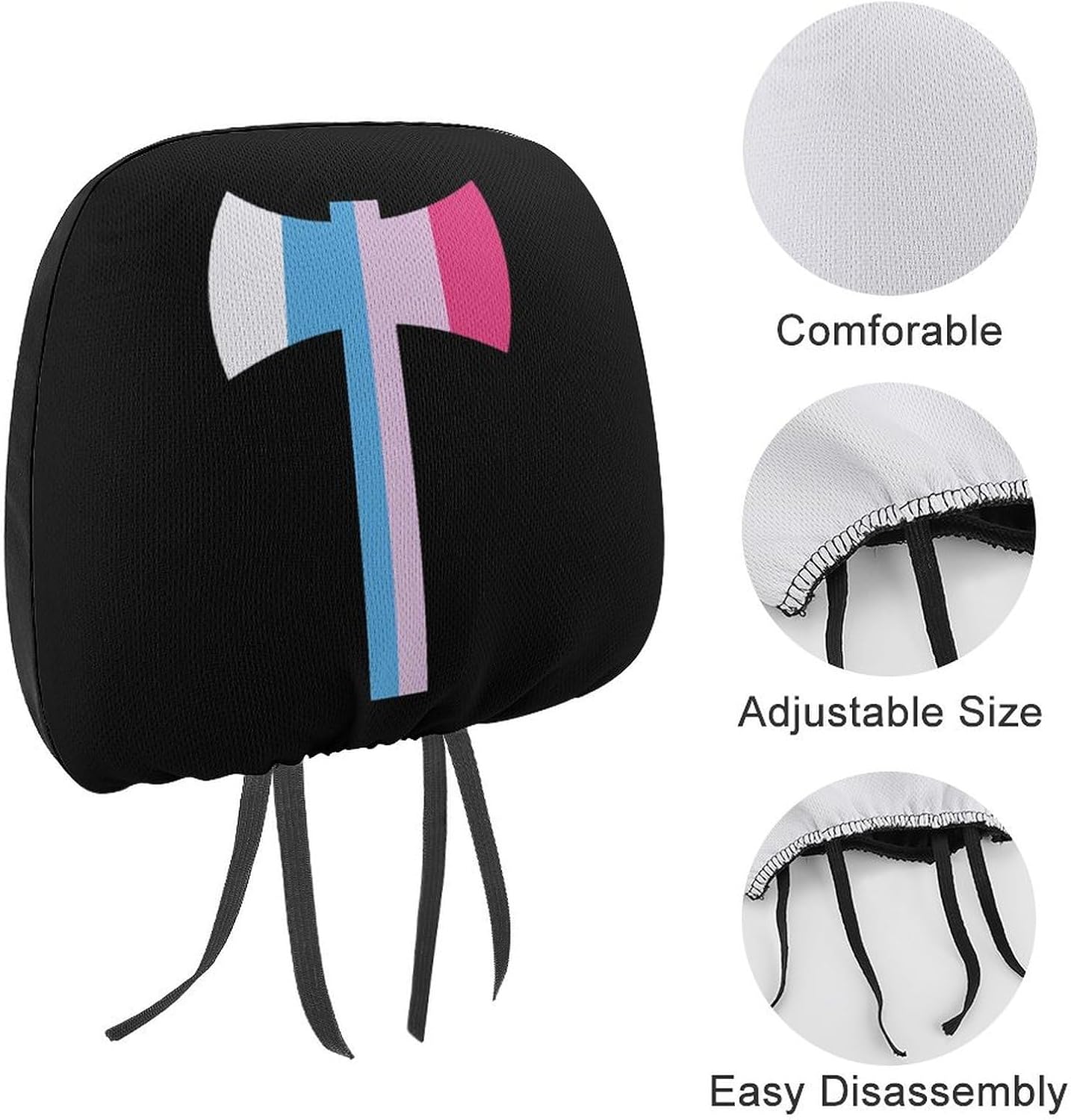 Trans Pattern Axe Fashion Car Headrest Cover Novelty Elastic Seat Rest Covers for SUV Truck Sedan image 3