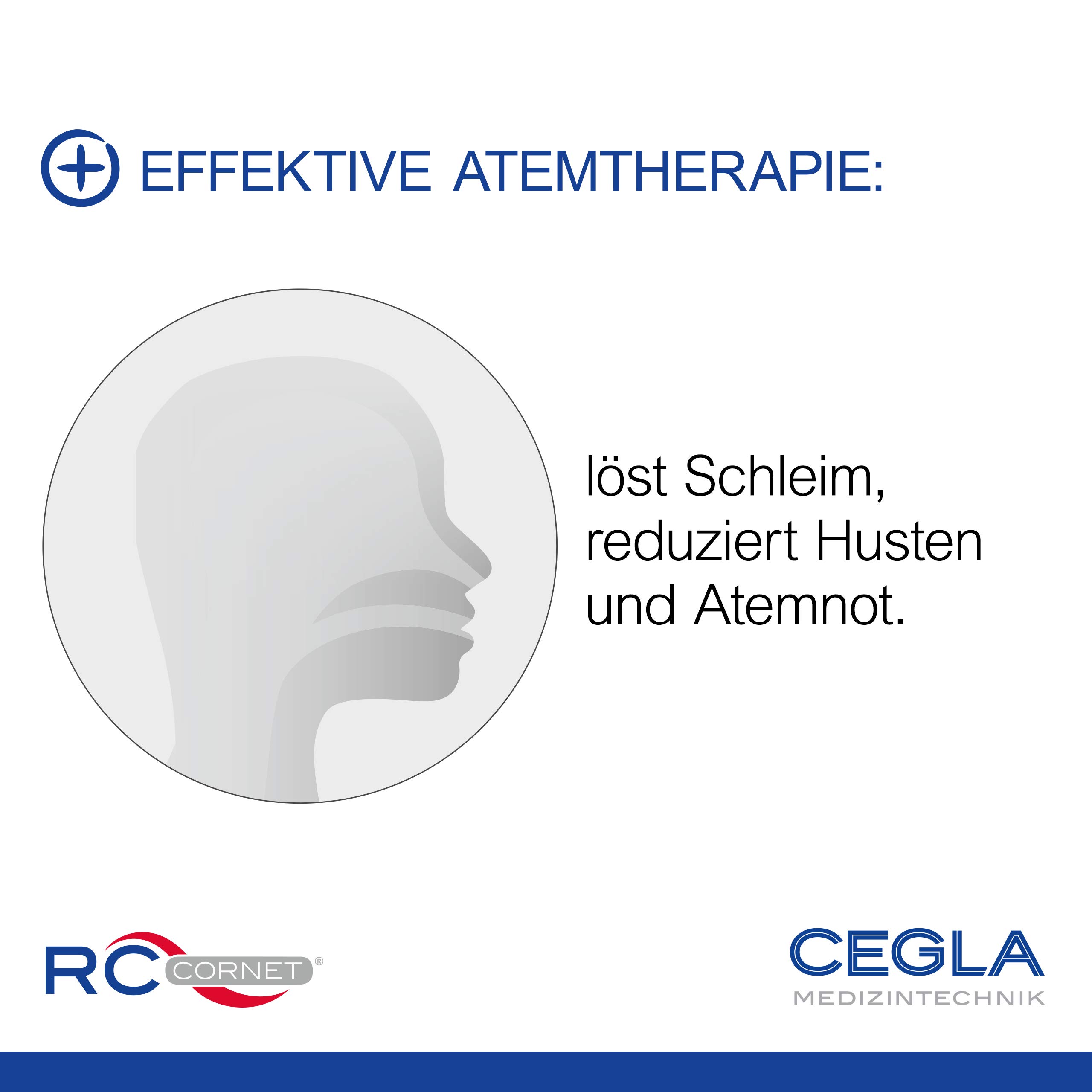 CEGLA RC-Cornet® „Basiscornet“ – oszillierendes Atemtherapiegerät - Atemtherapie für das Lösen von Bronchialschleim sowie die Reduktion von Husten und Atemnot – Made in Germany