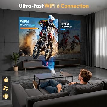 XGODY Gimbal 3 pro Mini Portable Smart Projector for Bedroom, Built in Apps | 2026 Android 14 Projector with Wifi6 Bluetooth5.4, Supports 4K 1080P, Native 720P, Auto Keystone with 180° Stand for Ceiling
