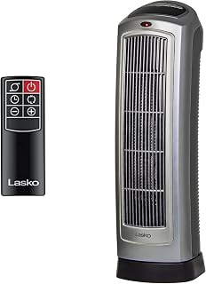 Lasko 755320 Oscillating Ceramic Tower Heater 1500W 23" Digital Remote Thermostat Timer Silver
