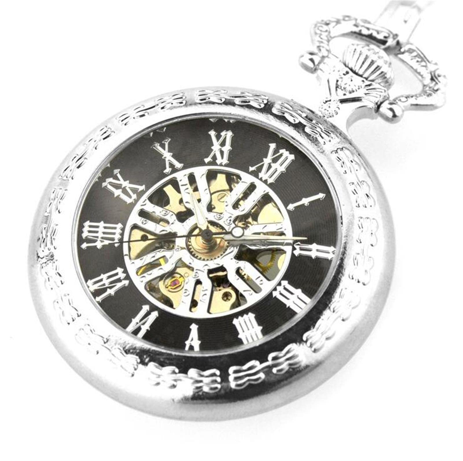 Zegarki kieszonkowe, Męskie zegarki kieszonkowe w stylu vintage(Silver)