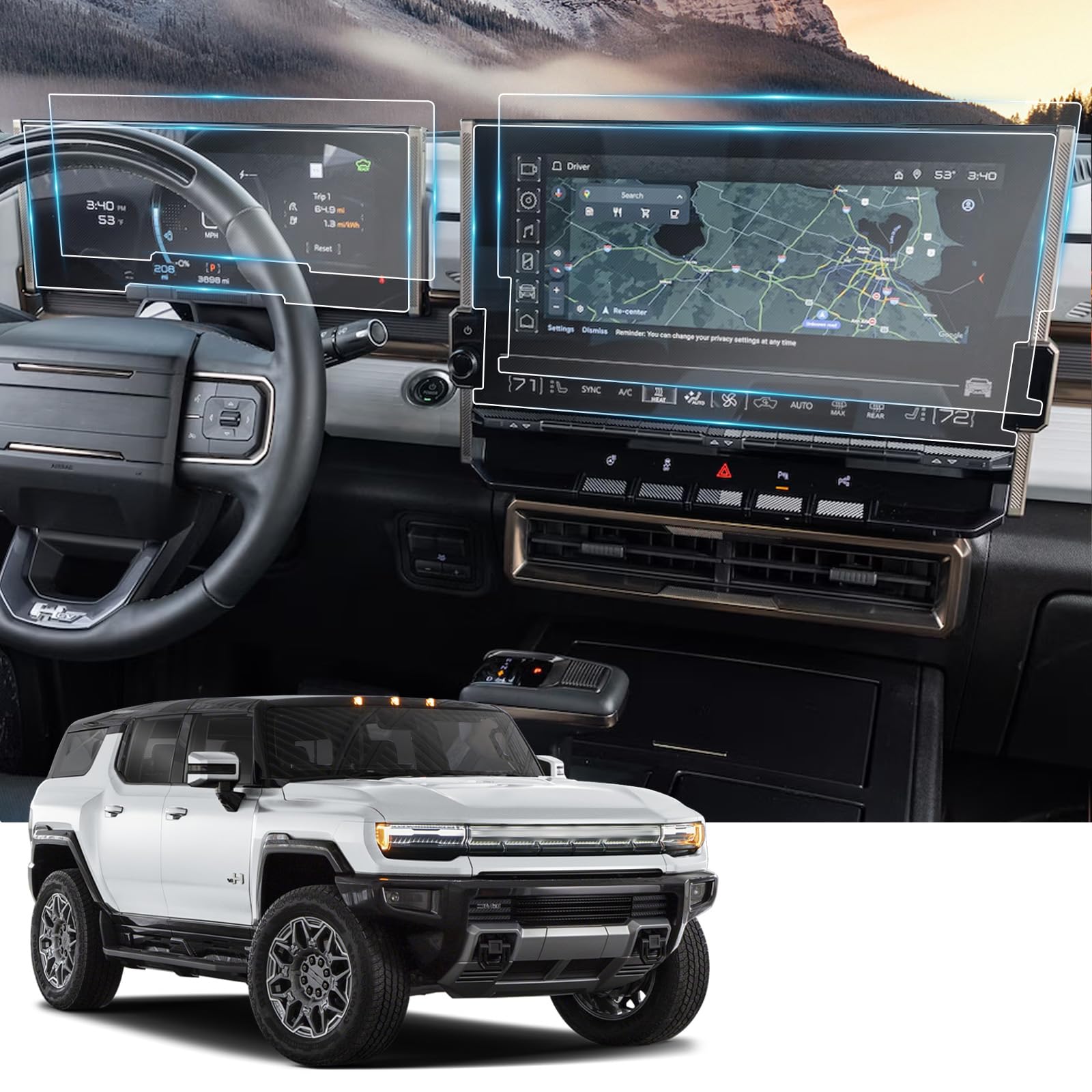 2026 Hummer EV Screen Protector for 2024 2025 2026 GMC Hummer EV SUV (3X/2X/Edition 1)12.3" Dashboard & 13.4" Infotainment Touchscreen Cover Screen