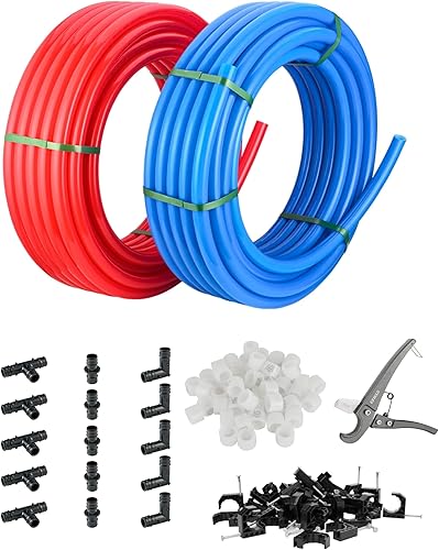 Miniatura 8 de EFIELD Tubo Pex-A de 1/2 pulgada y 2 x 100 pies de longitud azul y rojo de 200 pies para agua potable para aplicaciones de fontanería de agua