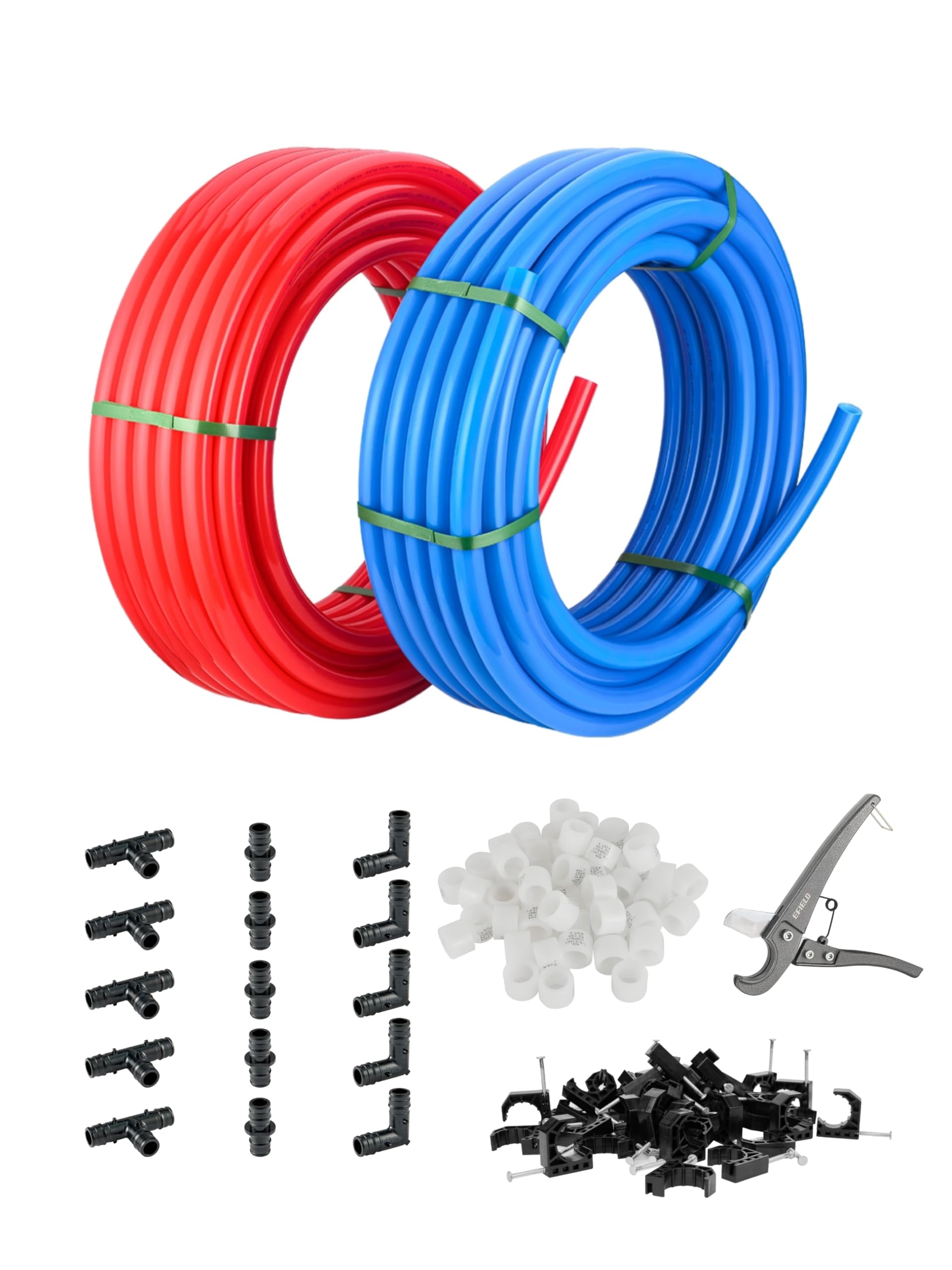 EFIELD 3/4-inch 2x100 ft Pex-A Pipe, 3/4" 15 PCS Poly Expansion Fittings