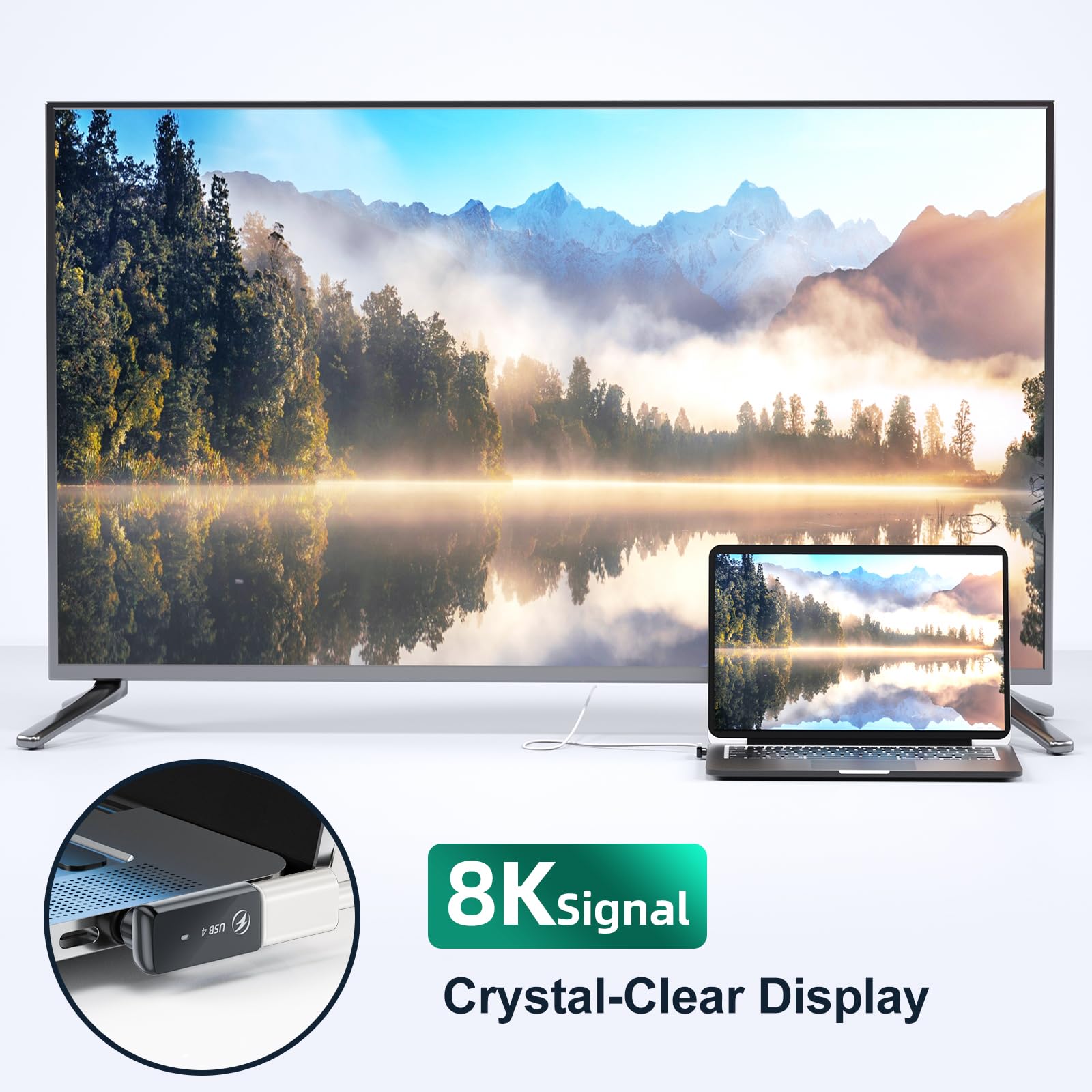 Adattatore magnetico USB C da 240 W, confezione da 2, adattatore magnetico USB C da 24 pin,supporto diretto per trasferimento dati a 40 Gbps, uscita video 8K 60 Hz per MacBook Thunderbolt 4, iPhone 15