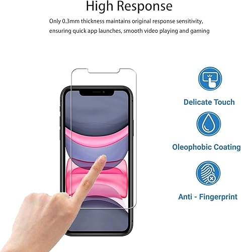 Miniatura 6 de HKKAIS - Protector de pantalla de vidrio templado compatible con iPhone 11 protector de lente de cámara de vidrio templado con marco de fácil