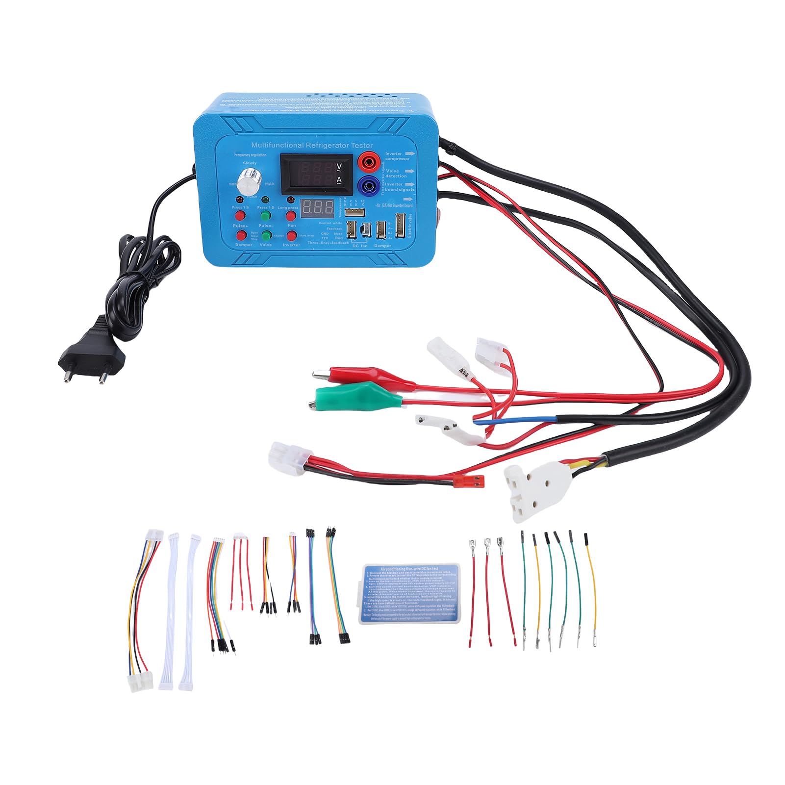 Jectse Tester per Frigorifero Inverter, Strumento di Test per Scheda a Frequenza Variabile con Avviso Cicalino per Riparazione Elettrovalvola Motorizzata a 6 Pin e 5 Pin (Spina europea)