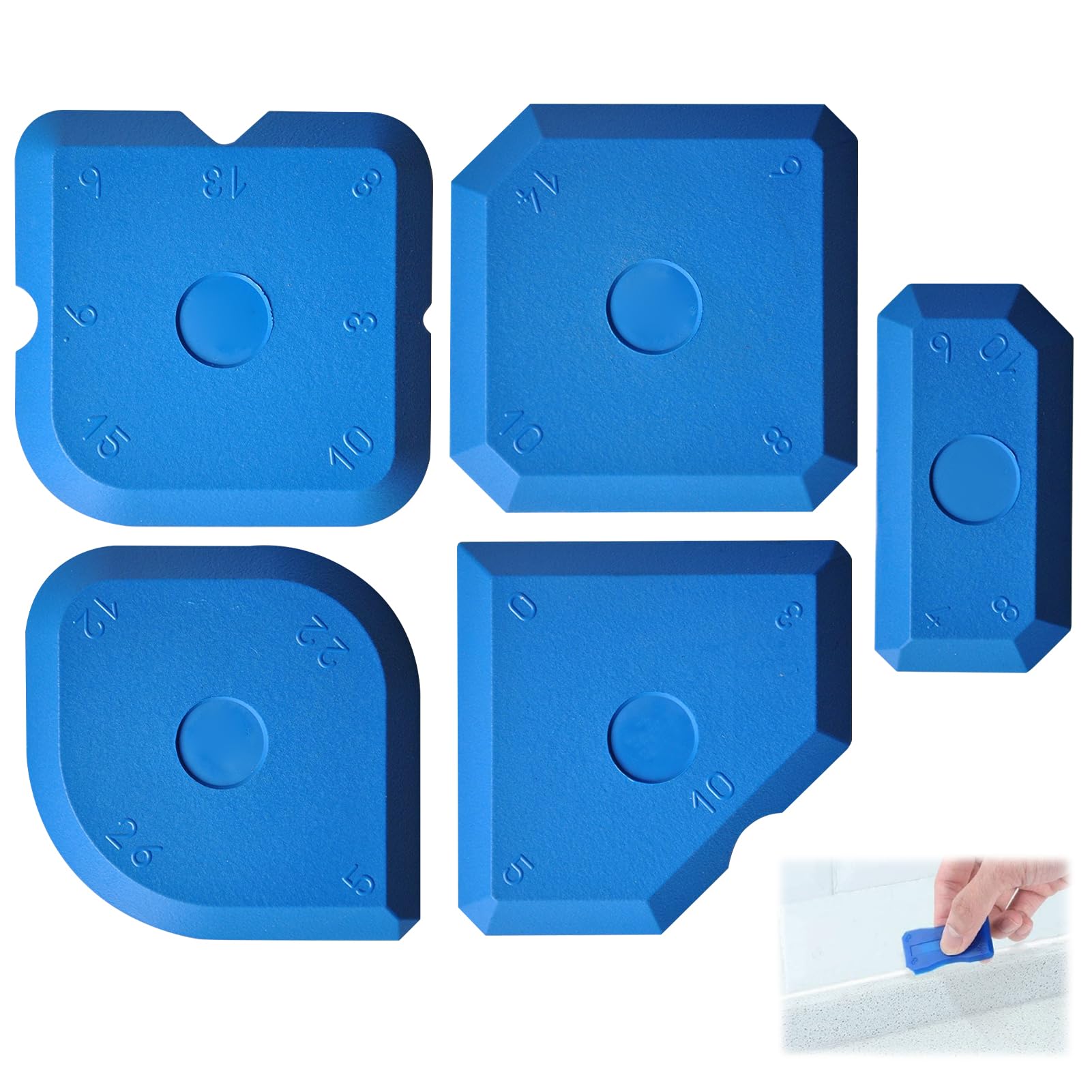 5 PCS Sealant Finishing Tools Caulk Kit, Silicone Sealant Applicator Multi-Angle Complete Set for Precise and Clean Sealing, Grout Smoothing Finishing Tool for Kitchen Bathroom Floor Sealing, Blue