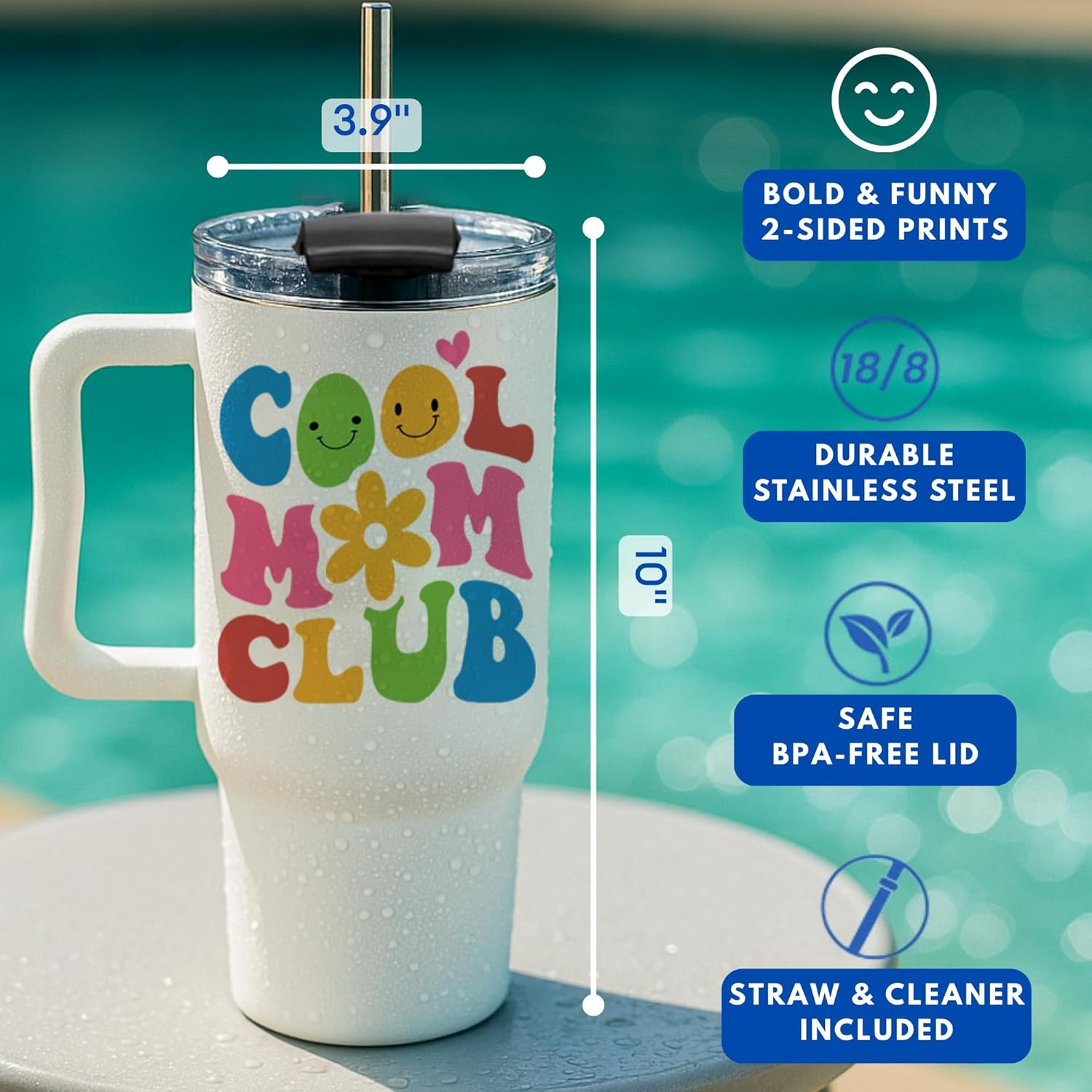 Vivulla68 Christmas Gifts For Mom - Cool Mom Club Tumbler With Handle 40oz, Mommy Coffee Mug, Mama Tumblers, Momma Gift Ideas, Funny Birthday Present For Her, Cute Mother Day Gift, Mommy Cup - Image 4