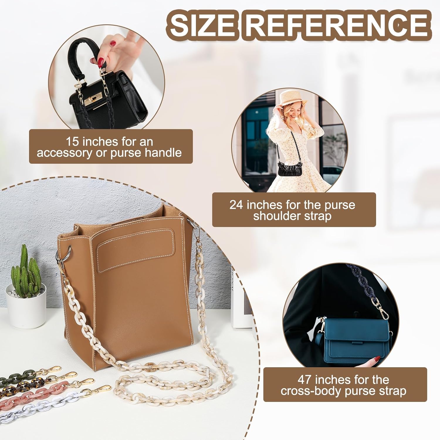 PATIKIL Acrylic Purse Strap, Acrylic Chain Purse Strap Replacement Luxury Handbag Chain Handle Straps - Image 5