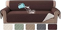 H.VERSAILTEX 100% Waterproof Sofa Cover for 3 Cushion Couch - Pet Dog Protector with Non-Skid Backing & Elastic Straps, Chocolate