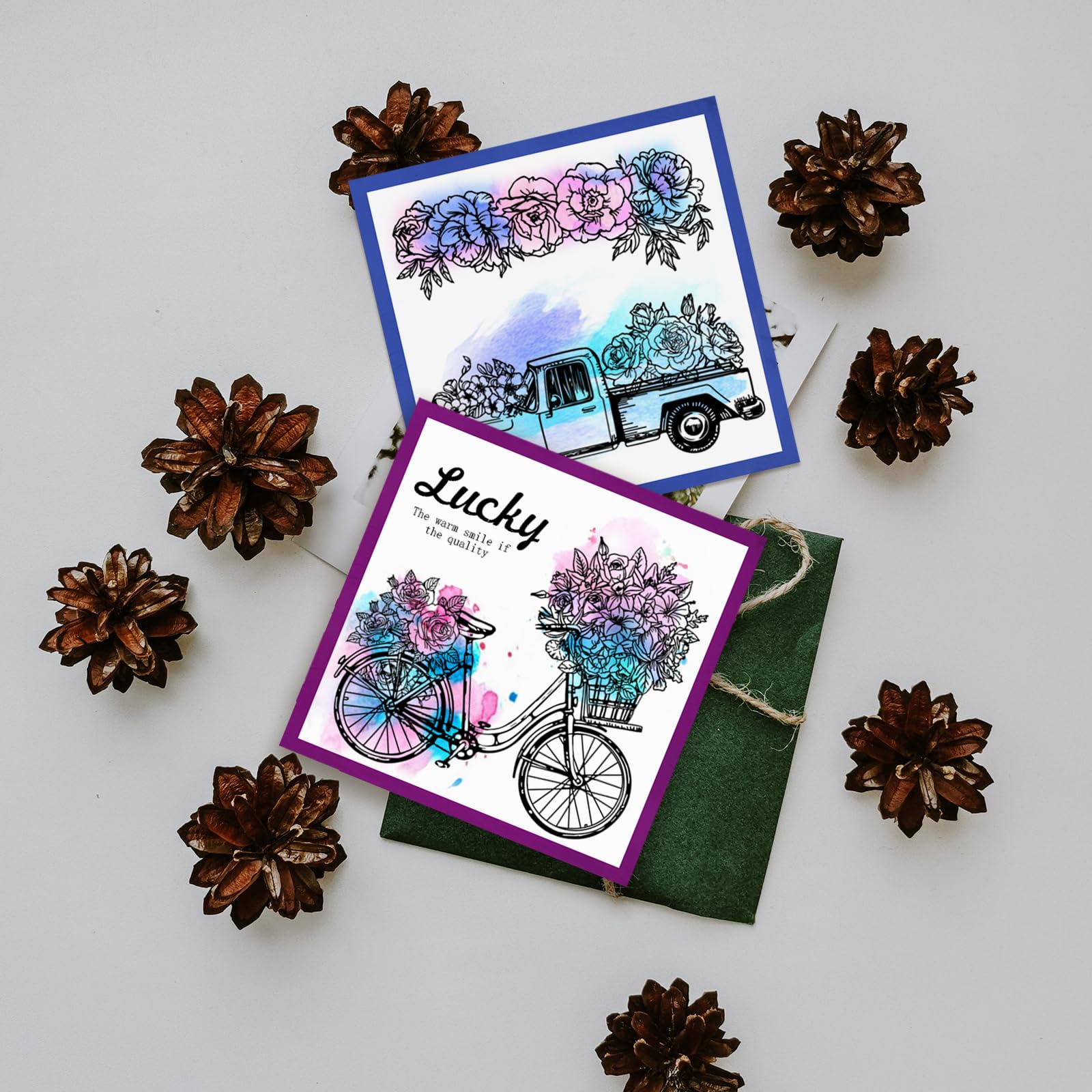 GLOBLELAND 4 Stück Transparente Mini Wildblumen Stempel Für DIY Scrapbooking, Mini Pflanzen Silikon Klare Stempelsiegel, Transparente Stempel Für Karten, Fotoalbum, Tagebuch, Heimdekoration
