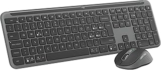 Logitech MK950 Signature Slim Wireless Keyboard and Mouse Kit with Silent Typing, Switches Between Three Devices, Bluetoot…