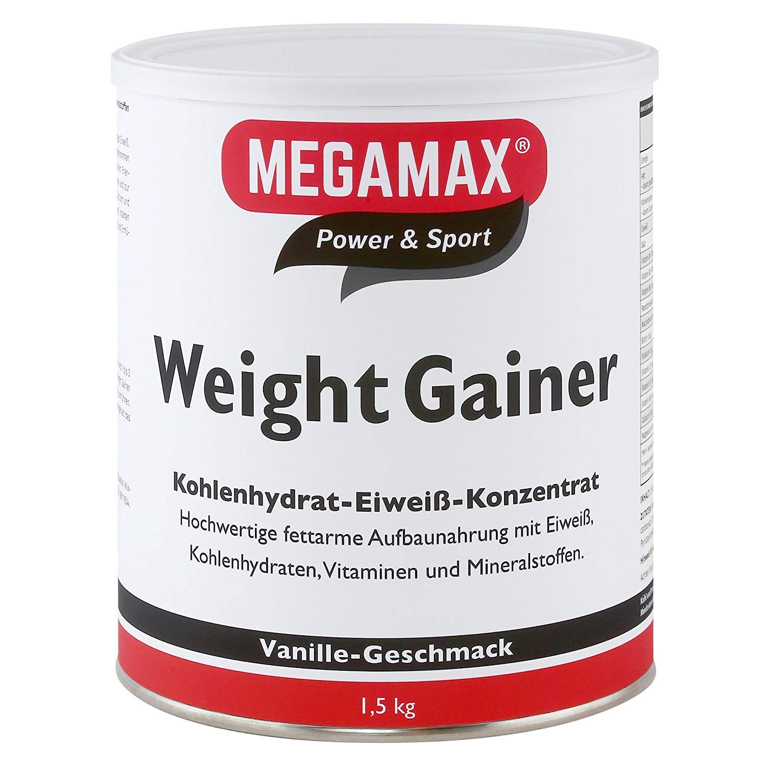 Megamax Weight Gainer Vanille 1,5 kg 0,5% Fett | Vitamine, hochwertige Kohlenhydrate & Proteine ideal für HardGainer u. Untergewicht | Aufbaunahrung für Massephase, Masseaufbau & Zunehmen