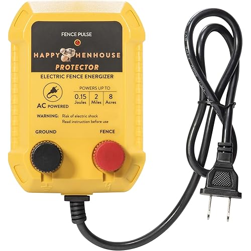 Happy Henhouse Electric Fence Charger - Powerful 110V AC Plug-in Fence Energizer for Chickens, Small Farms & Gardens - Easy Setup Predator Protection for Safer Free-Ranging