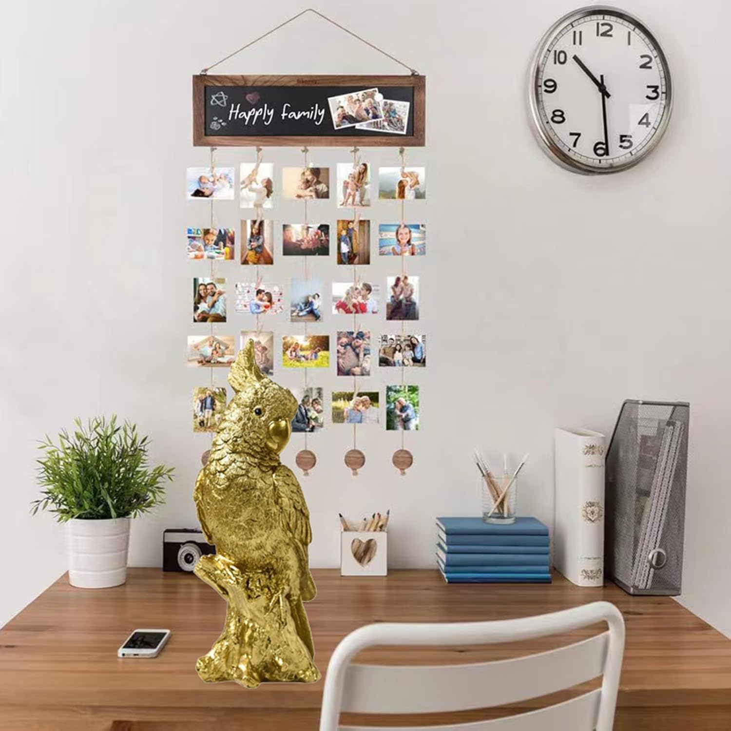 Elegant Parrot Statue Resin Bird Sculpture,for Home Decor, Animal Statues for Bookshelf, Table, Entryway, Fireplace, Indoor Outdoor Parrot Figurine Gift for Parrot Collector,Green,A