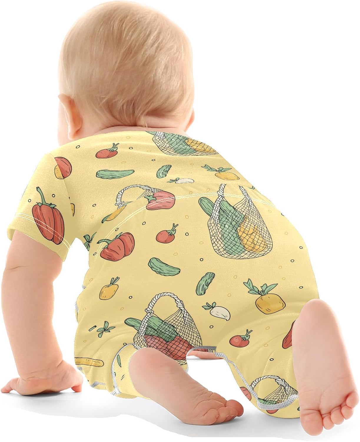 vvfelixl Baby Clothes Net Bag Veggies Yellow Baby Bodysuits Set Unisex Short Sleeve Babys Pants Sets 0-3M