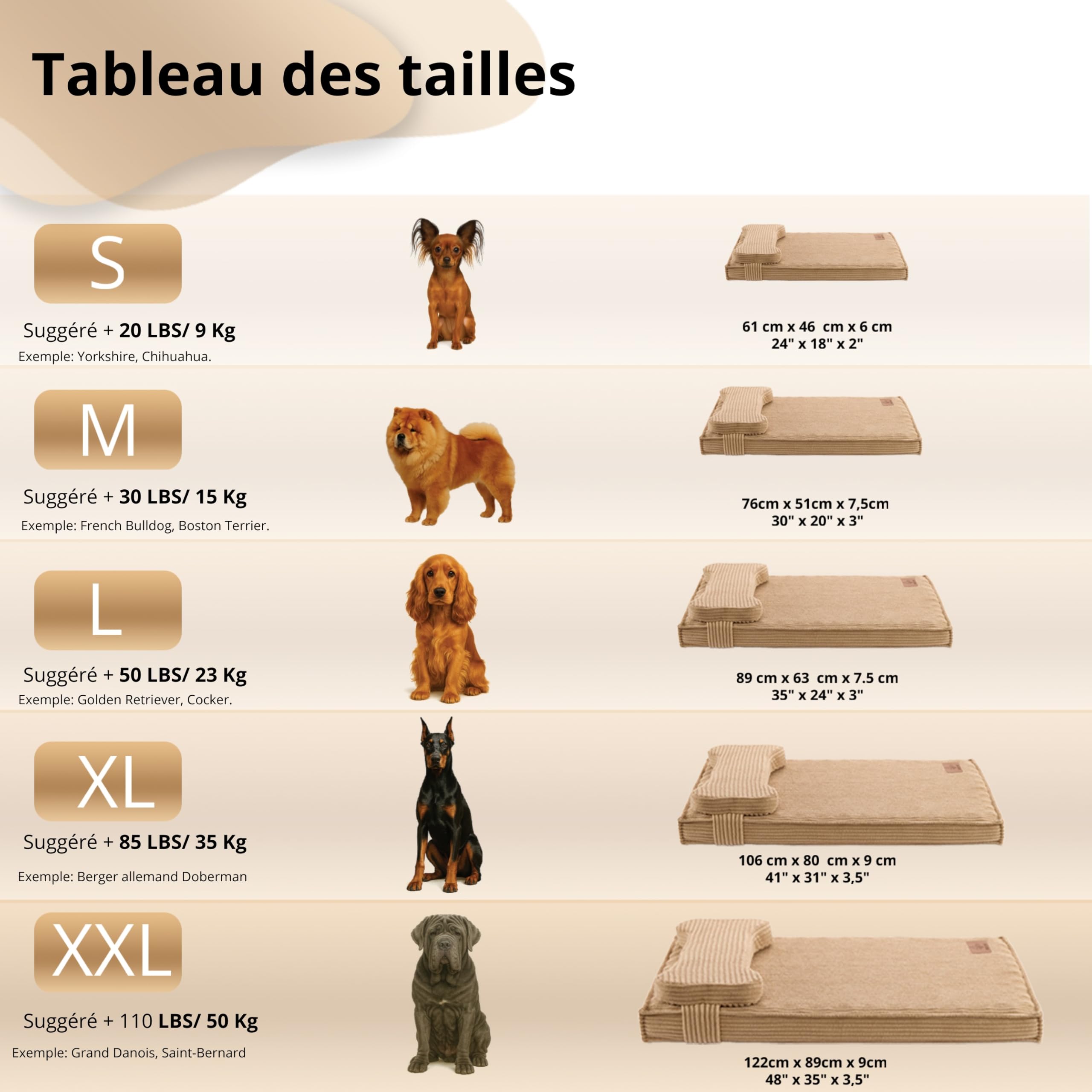 Panier Chien Orthopédique Mémoire de Forme Lavable (X-Large)