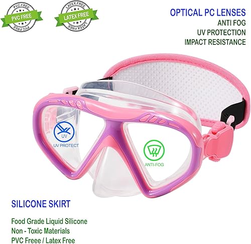 Miniatura 4 de Gafas de natación para niños, cubierta de nariz, gafas para niños sin tirones de pelo,Máscara de natación para niños antiniebla