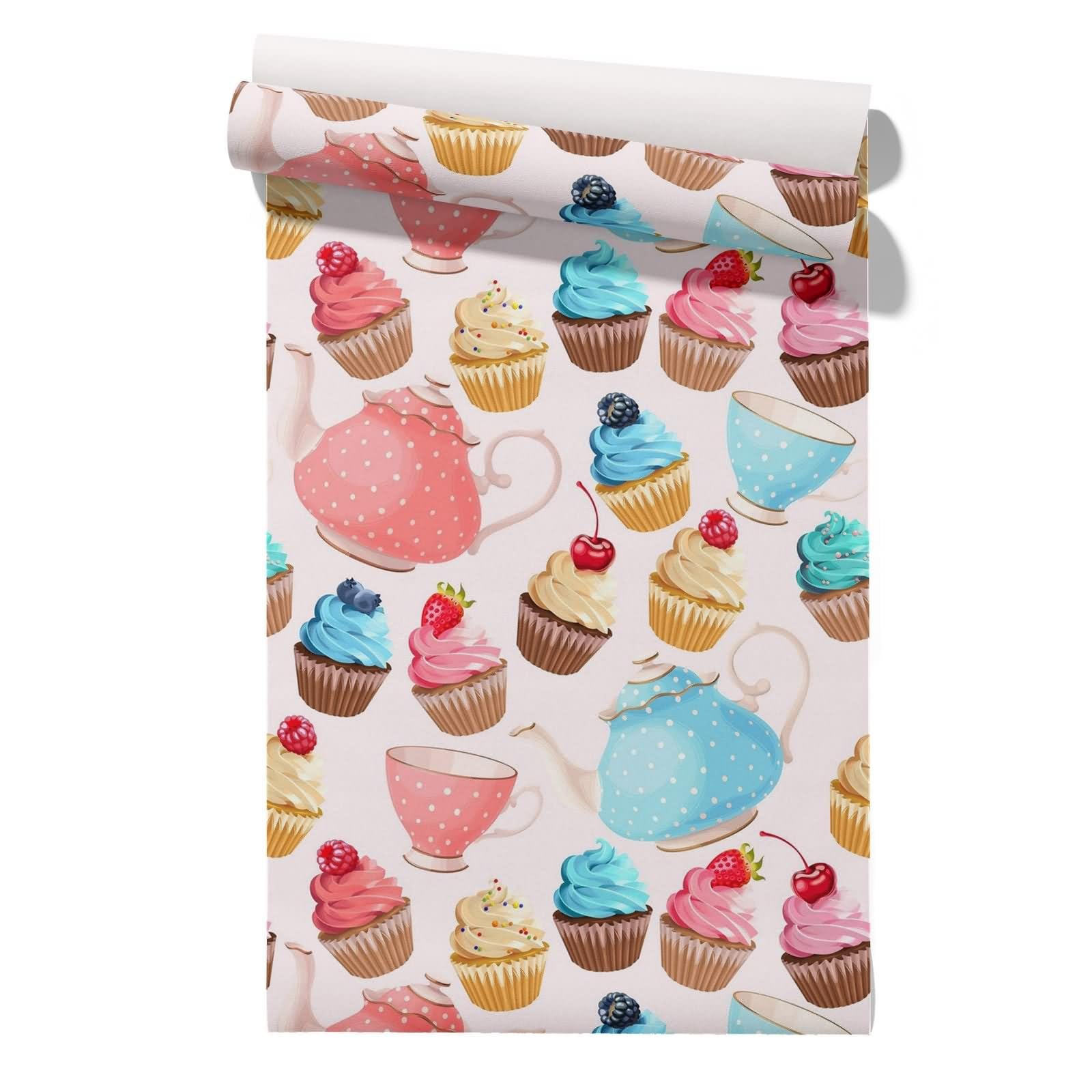 CEVAN Mirrored Self Adhesive Wallpaper Rough Covering Cake Cute Cartoon 45x300cm