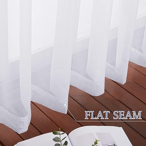 Miniatura 6 de NICETOWN Cortina de ventana de sala de estar, extra larga y ancha, con ojales, casual, de gasa transparente, aireada, tratamiento de ventana de