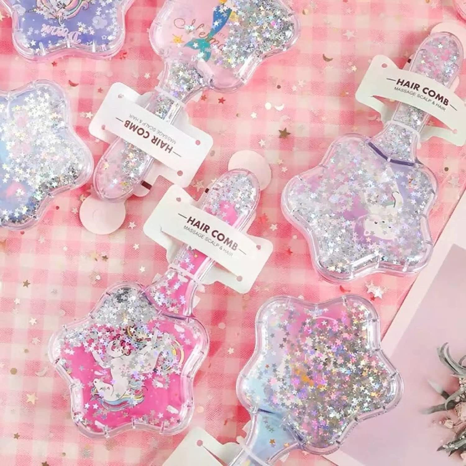 Crackles Cute 3D Cartoon Glitter Hair Comb Brush set for Girls - Pack of 1 (Assorted Prints and Designs)