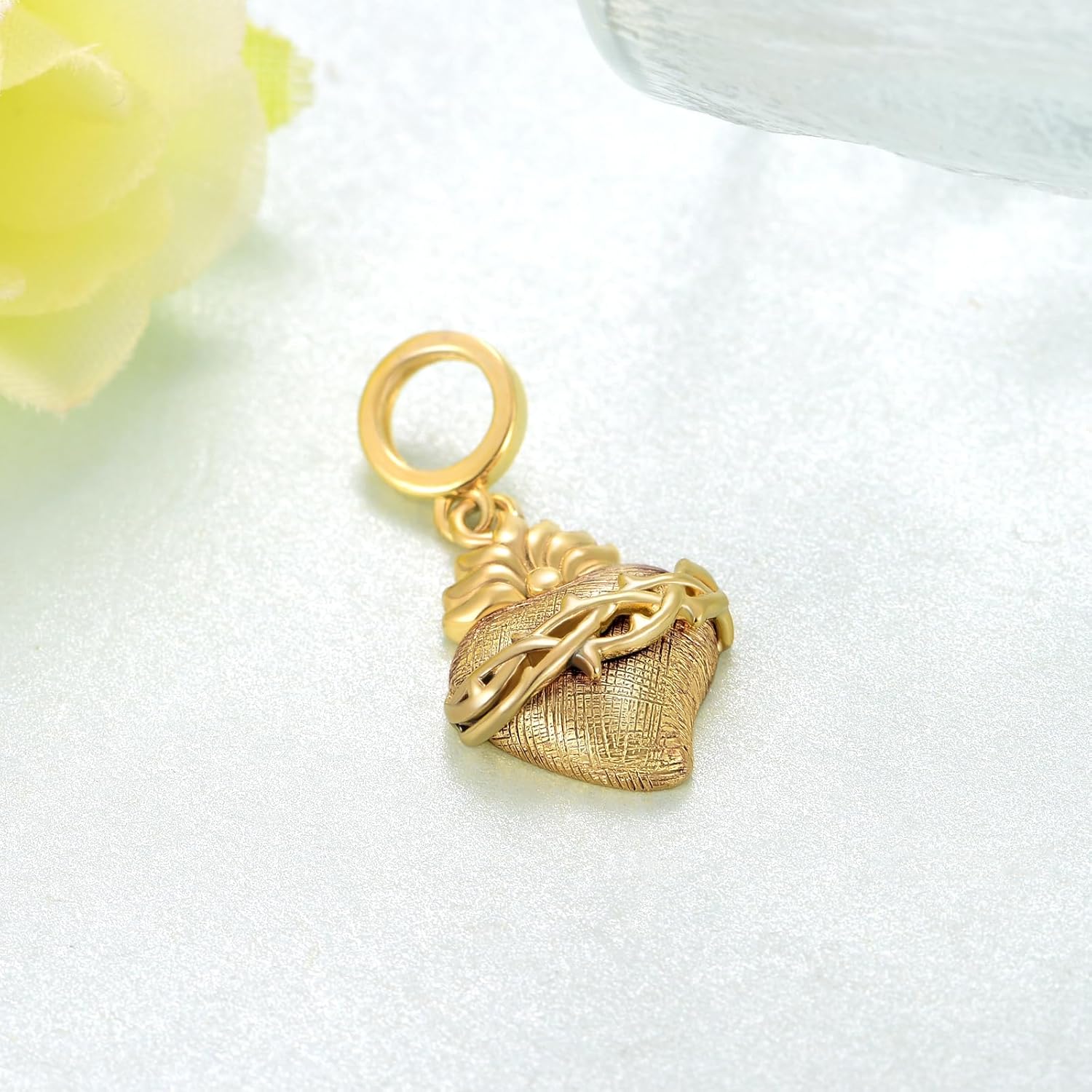 Sacred Heart of Jesus Charm 925 Sterling Silver Sacred Heart Charms for Bracelets Religious Jewelry Gifts for Women - Image 3