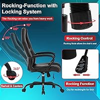 Vista 5 de Silla de juegos con función de masaje, sillas de piel sintética, silla de oficina ergonómica, sillas de computadora ejecutivas, respaldo alto, tarea