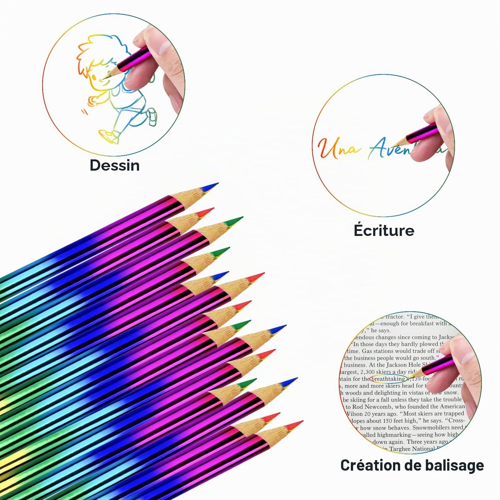48 Crayons De Couleur Arc-en-ciel 4 En 1 – Crayons 4 Couleurs (jaune, Bleu, Rouge, Vert) Pour Enfants, Dessin Et Coloriage