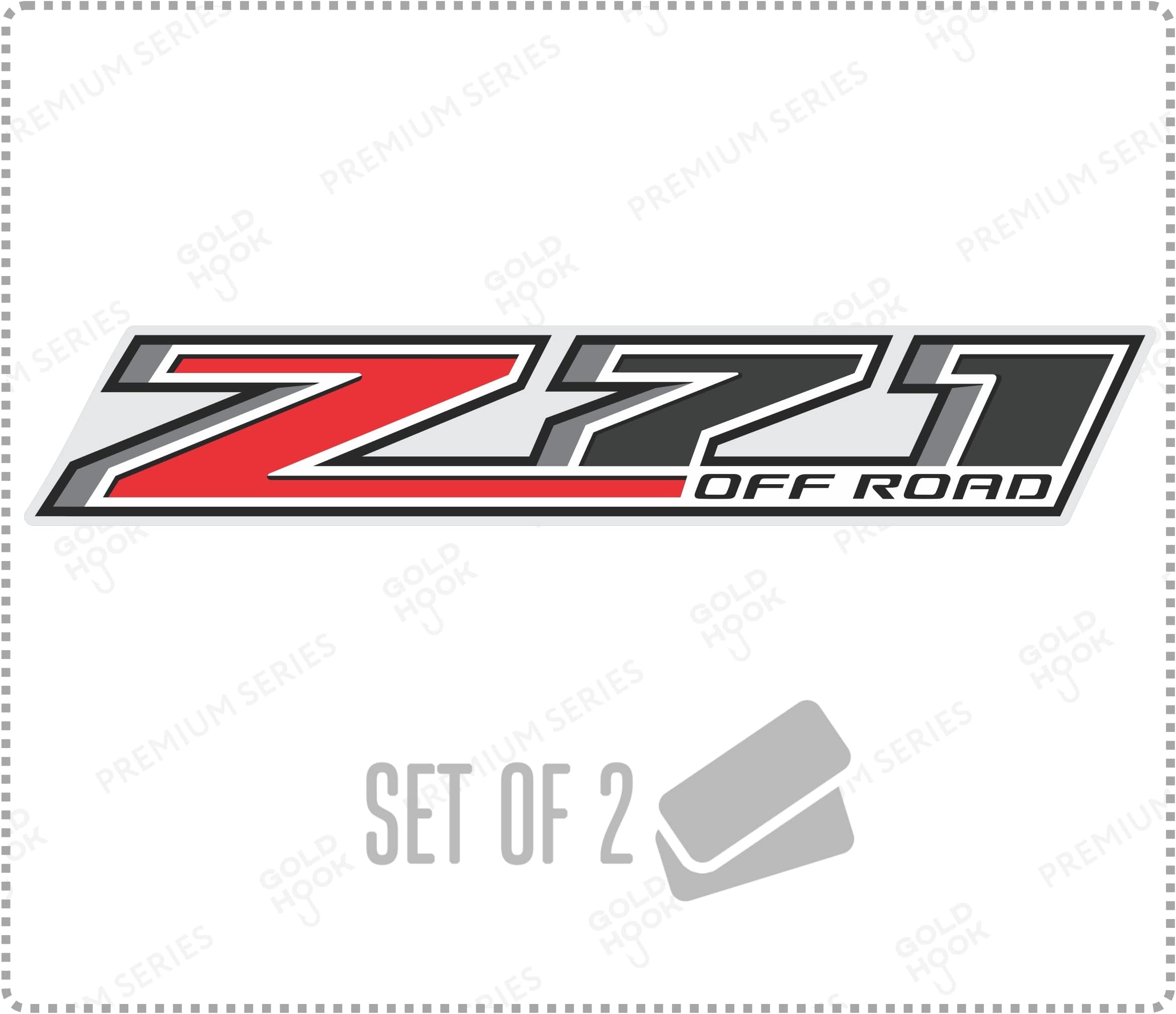 GOLD HOOK Z71 Off Road Decals Compatible with Chevy Silverado - F (2014-2024) Bed Side 1500 2500 HD, Set of 2, Premium Series (Red/Black Metallic Finish)