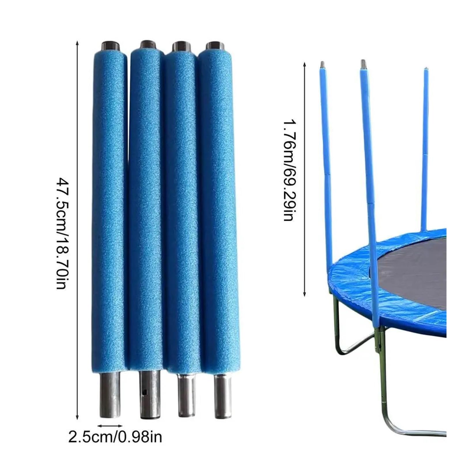 Colchoneta Recambio Exterior Trampolín Recinto De Repuesto De Trampolín Postes De Trampolín De Espuma Postes De Acero con Tornillos