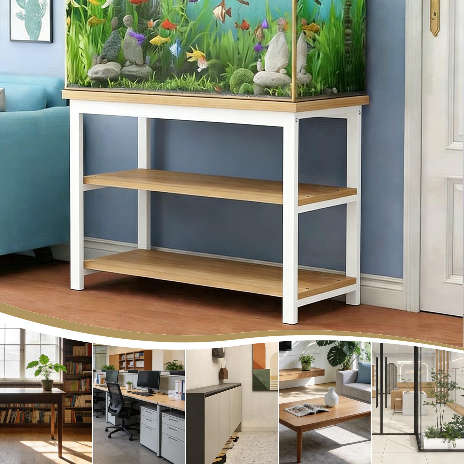 Support d'aquarium avec pieds réglables et roulettes pivotantes, support de terrarium en métal robuste, 74 cm de haut pour reptiles et tortues