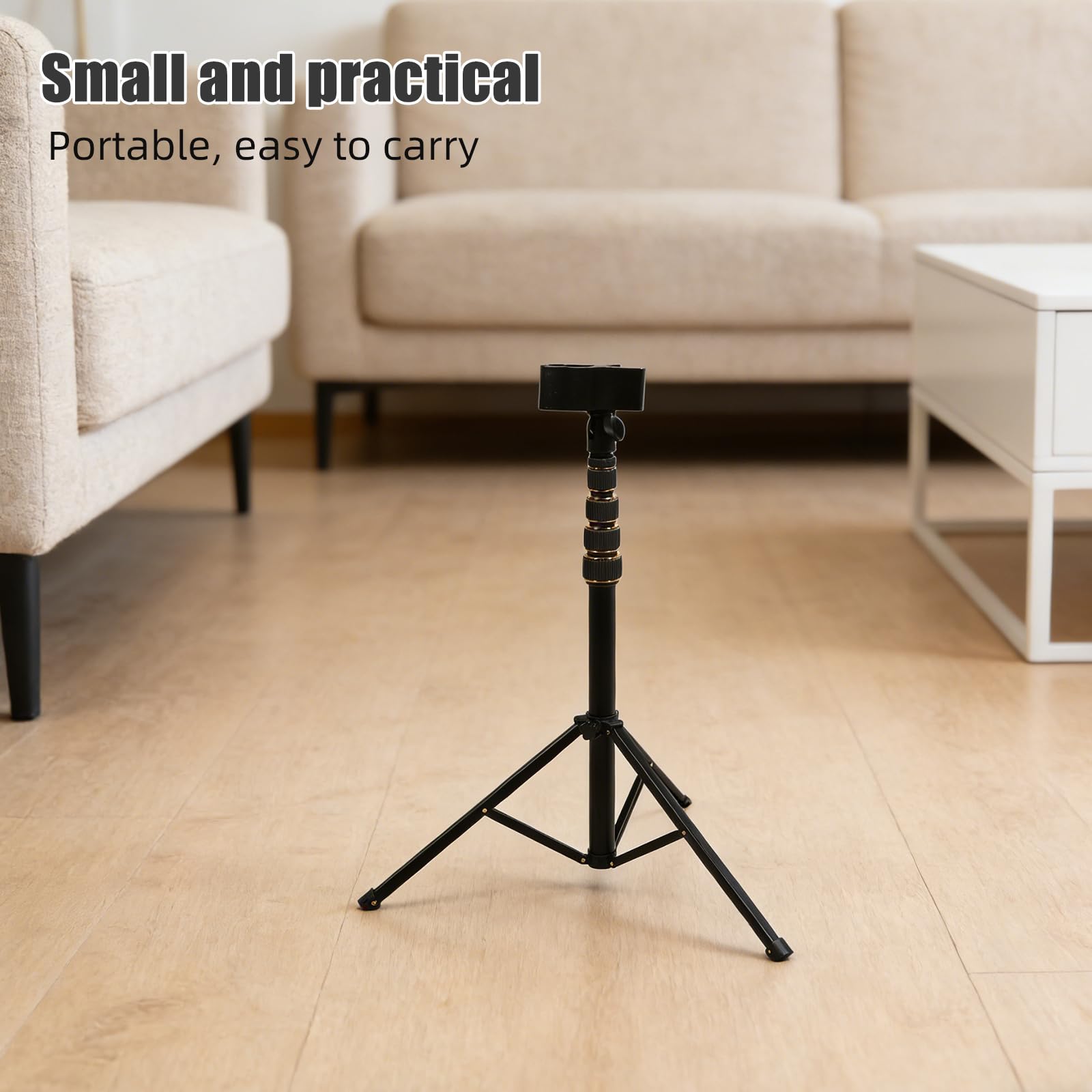 HEMOTON Soporte Vertical para Secador de Pelo Ajustable y Plegable | Aleación de Aluminio, Abrazadera Giratoria Antideslizante de 360°, Diámetro Máximo 55mm, Uso en Casa y Viaje