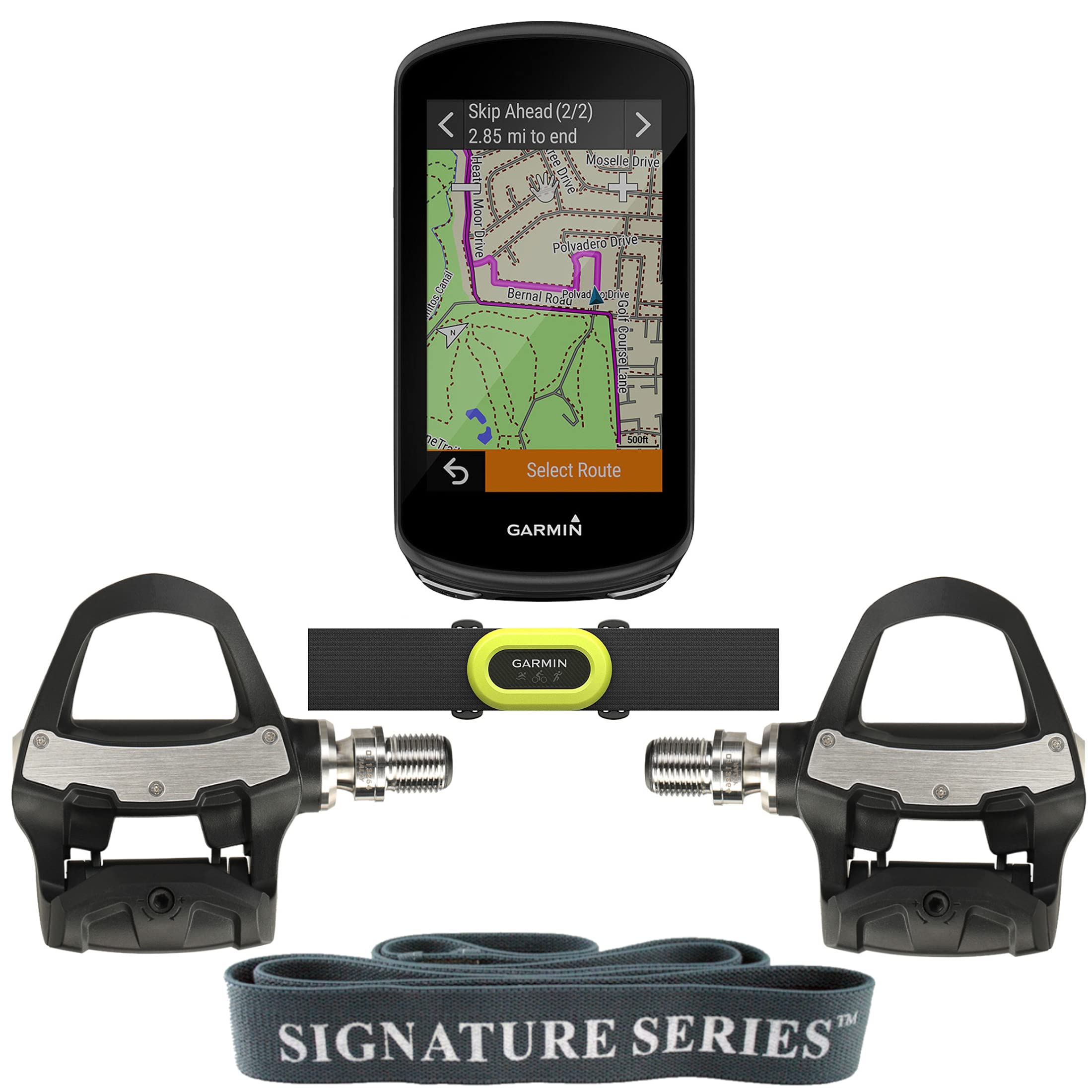 Garmin Edge 1030 Plus Cycling GPS HRM-Pro Bundle with Rally RK200 Smart Pedals and Signature Band