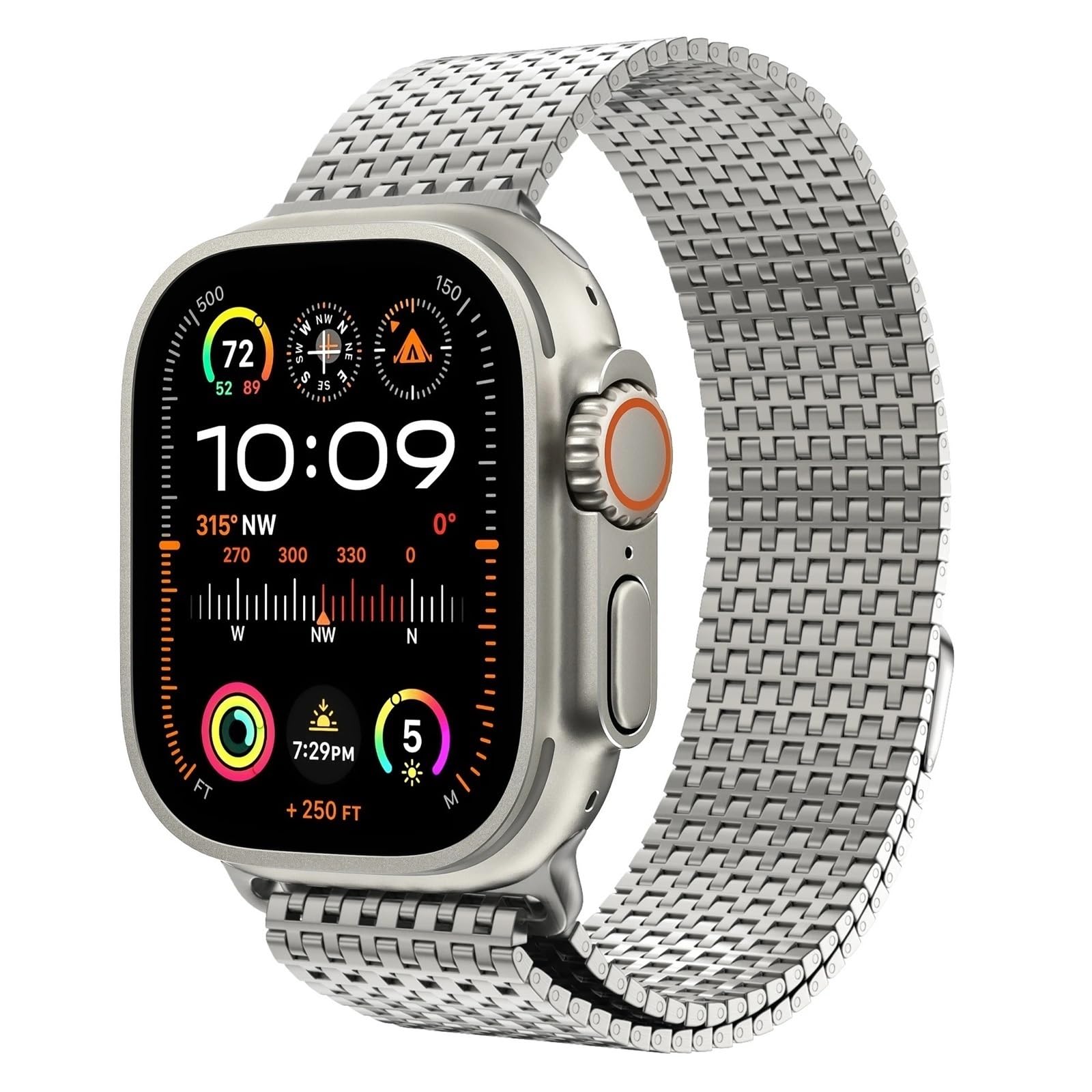JDIME Cinturino con chiusura magnetica in acciaio inossidabile con passante a rete per Apple Watch BAND Ultra 2 Serie 49MM 10/9/8/7/6/SE/5/4/3/2 38/40/41MM 42/44/45/49mm S10 42MM 46MM Orologio Cinghia
