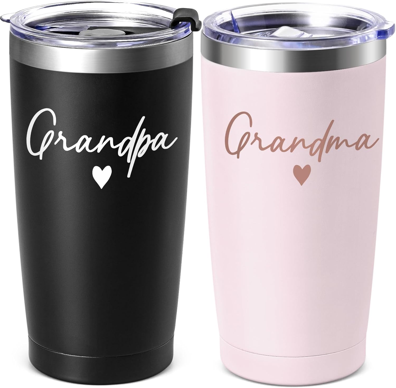 Lifecapido Grandparents Gifts, Grandma and Grandpa 20oz Stainless Steel Travel Tumbler Set, Birthday Gift Grandma Grandpa Grandparents Christmas Gifts for Grandparents