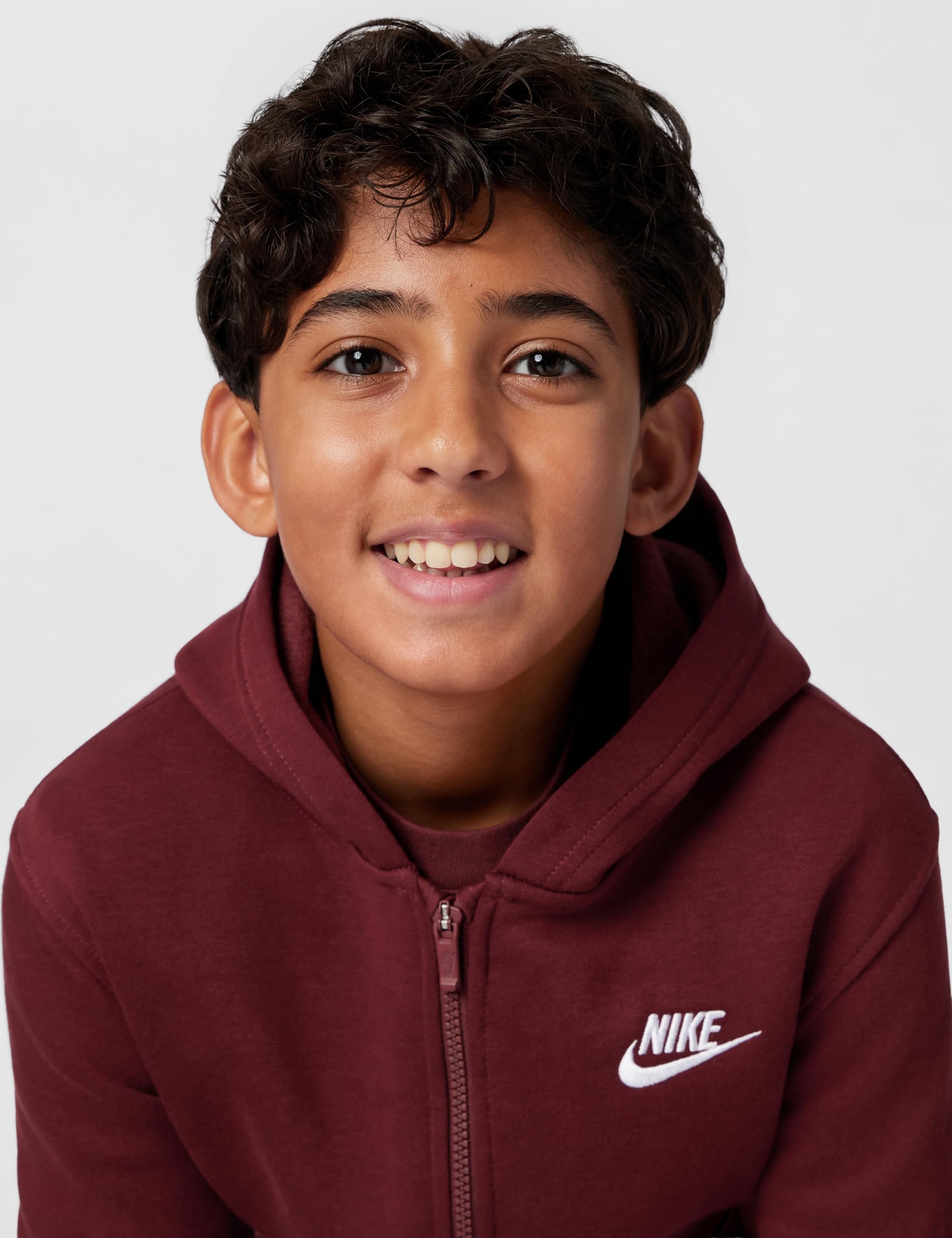 NIKE Sudadera de Niños con Capucha y Cremallera Club Fleece Burdeos