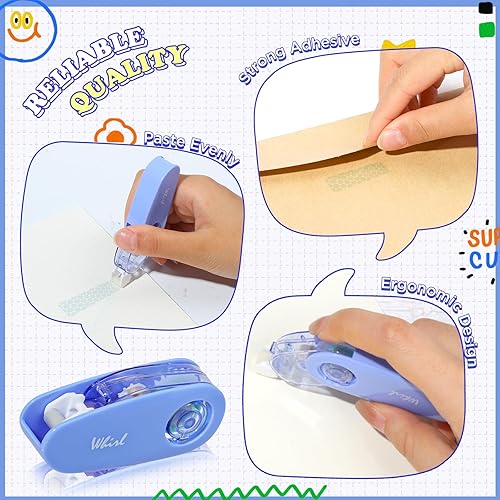 Miniatura 6 de NEWEST - 8 rodillos de cinta adhesiva de doble cara, rodillo de cinta adhesiva para álbumes de recortes de 80 pies, mini puntos de pegamento,