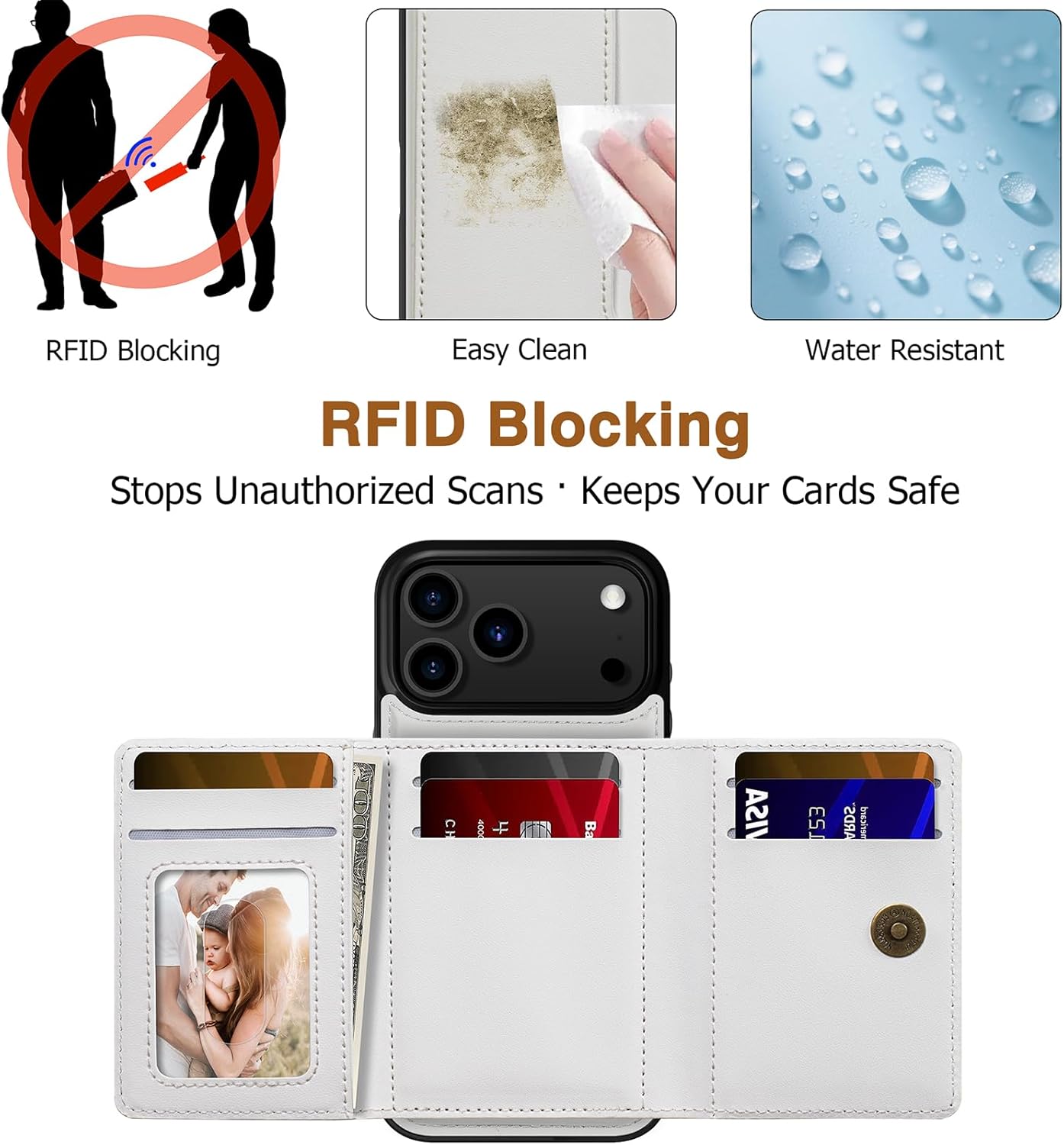 LOHASIC for iPhone 17 Pro Max Case Wallet, 7 Slots & RFID Blocking, Leather Cover for iPhone 17 Pro Max Wallet Case with Card Holder for Men Women, White