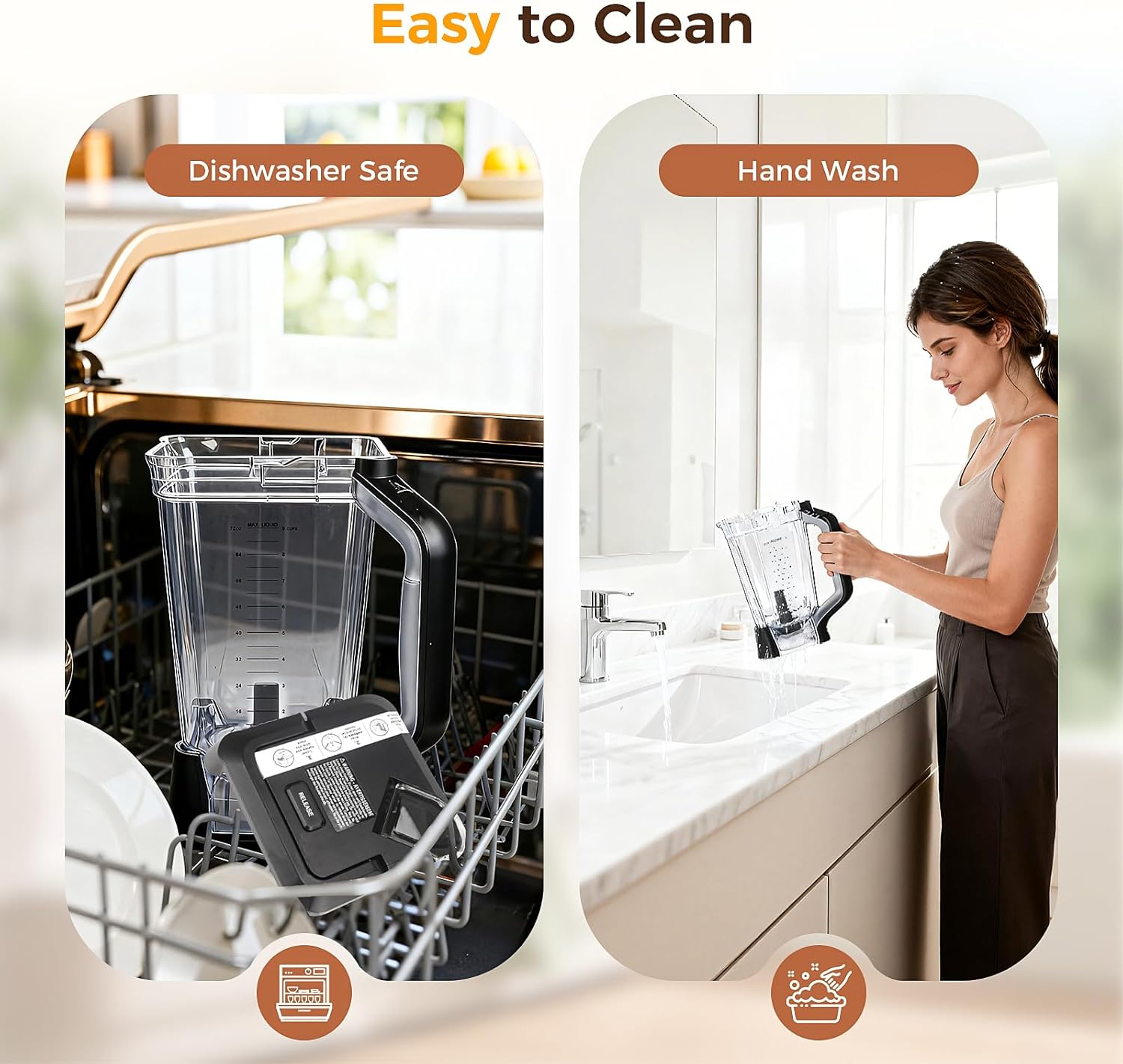 72oz Blender Replacement Parts For Ninja Blender BL610, ONLY Fits 6-Fin Base New Model, Blenders Replacement Pitcher with Locking Lid For Ninja BL710WM CO610B CO650B CT610C, NOT For 4-Fin Base