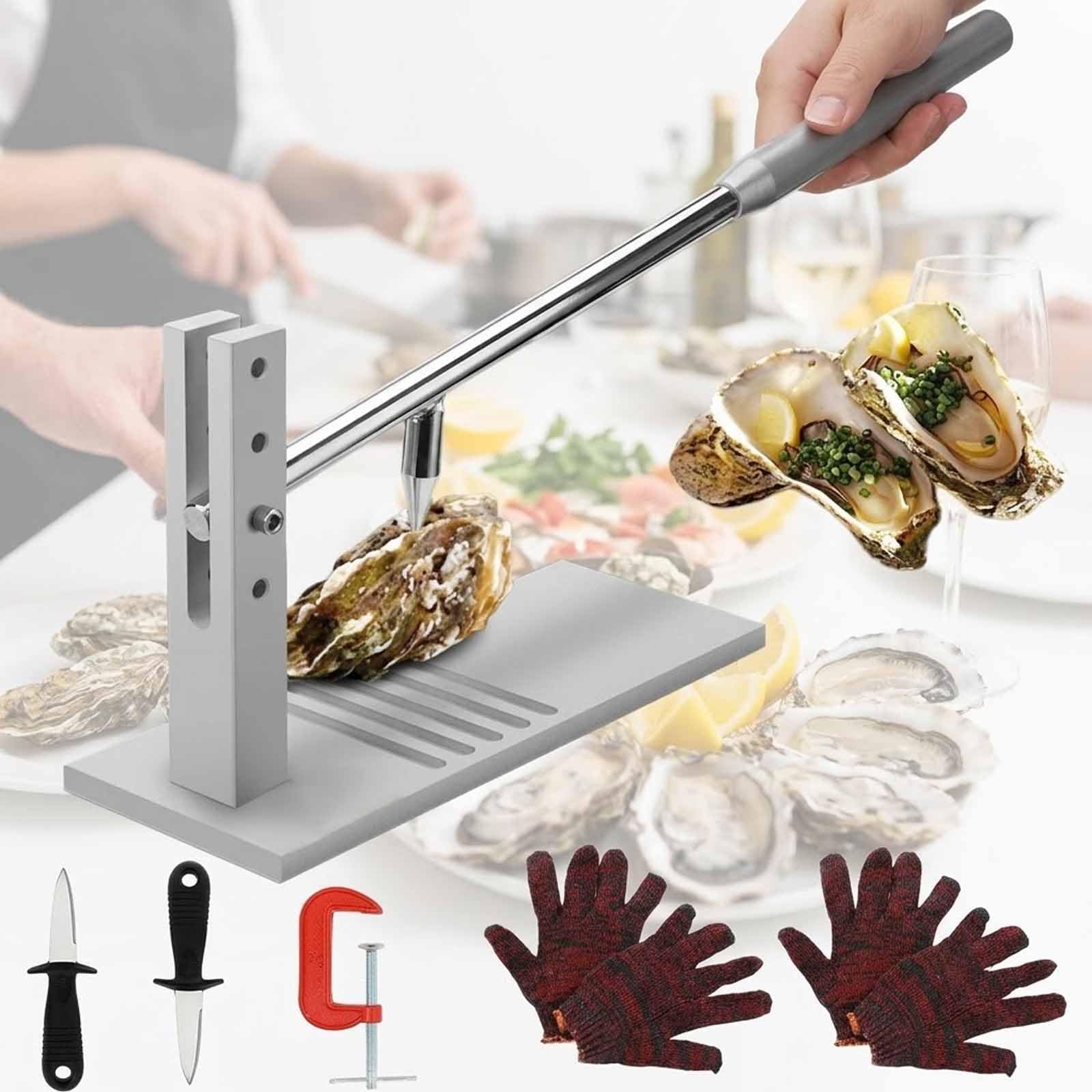 MObyat Apri Ostriche, Set di Strumenti per Sgusciare Ostriche con Guanti, Coltelli, Supporto E Apri Gusci, 2 Coltelli Spelucchino, 4 Altezze Regolabili, per Ristorante, Casa, Cucina, Hotel, Buffet