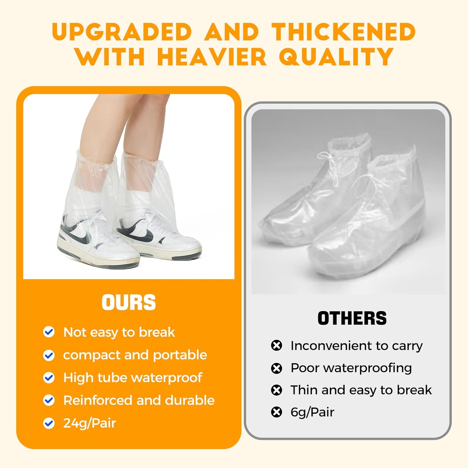 Disposable Kids Shoe Covers for Rain, 10 Pairs of Clear Non-Slip Plastic Rain Shoe Covers for Use in Water Parks, Disney & Rainy Days(clear, kids) - Image 7