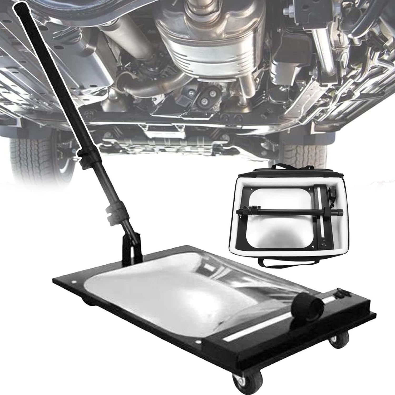 Pro-Grade Under Car Inspection Systems,Foldable & Retractable Square Underbody Tool w/Wheels & LED Lights,Ergonomic Design for Easy Vehicle Maintenance (1pcs)